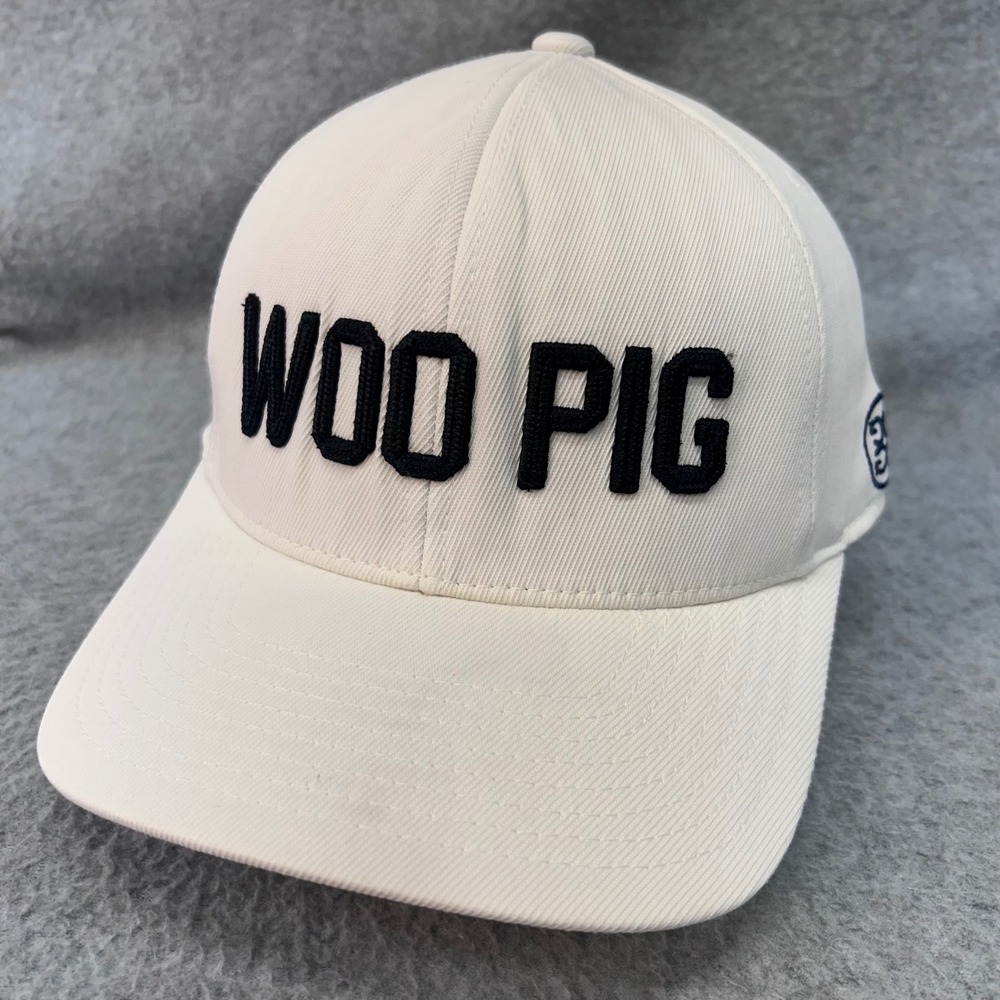 WOO PIG Razorbacks Mens White G/FORE Hat Flexfit 110 Snapback Golf Cap OSFA